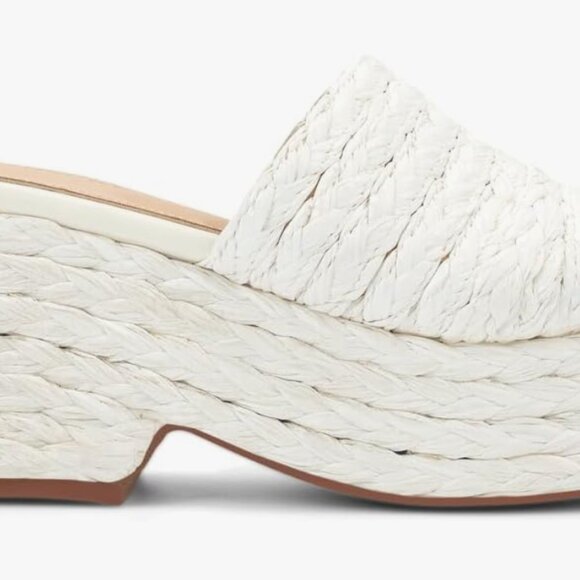 White Raffia Slip On Platform Sandal - Bridal Sandals - Picture 5 of 5